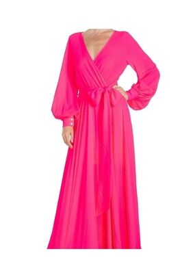 Meghan Los Angeles LilyPad Maxi Dress Hot Pink Size M